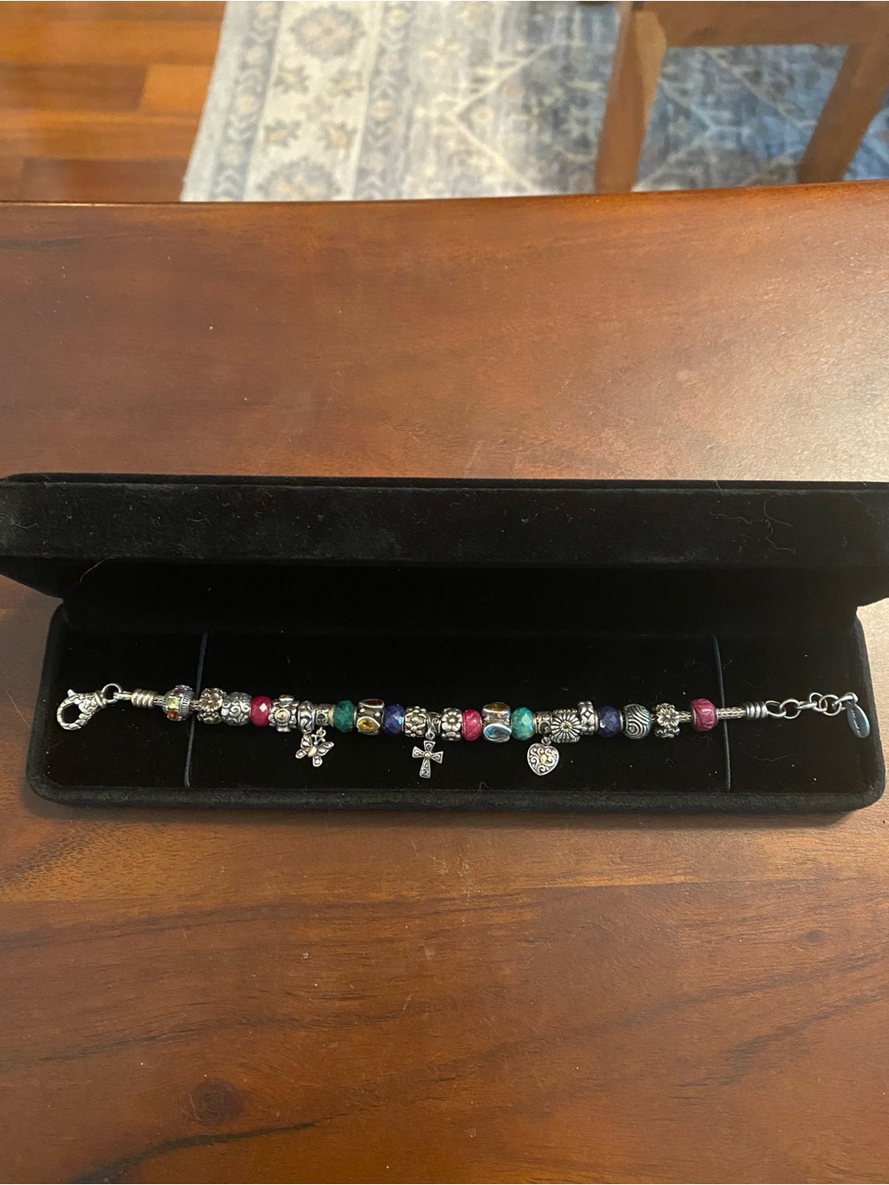 Samuel B Sterling Multi-Color Bead Charm Bracelet with 18K accents